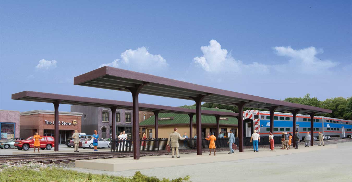 Walthers Cornerstone 4099 HO Scale Suburban Station Platforms - Kit pkg(4) - Each: 16 x 1-5/8 x 2" 40.6 x 4.1 x 5.1cm
