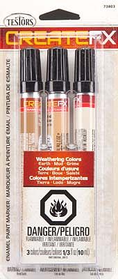 Testors 73803 CreateFX Enamel Paint Marker Set - Earth, Mud & Grime (3 Markers)