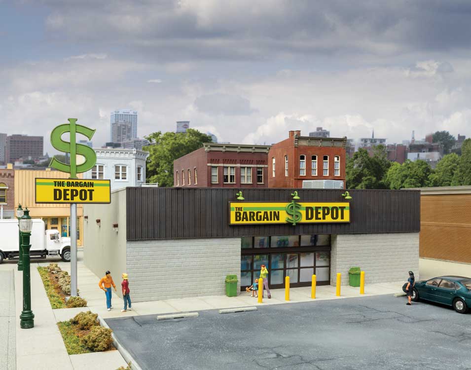 Walthers Cornerstone 4113 HO Scale The Bargain Depot - Kit - 8-9/16 x 9-15/16 x 2-7/8" 22 x 25.2 x 7.3cm