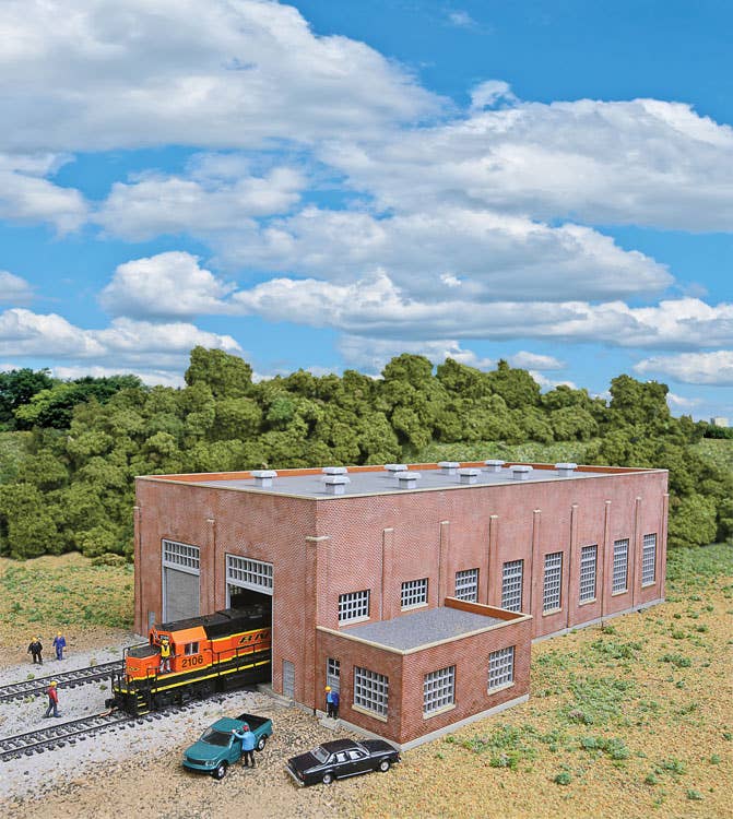 Walthers Cornerstone 3266 N Scale Two-Stall 130' Brick Diesel House - Kit - 10-3/4 x 6-3/4 x 3-1/4" 27.3 x 17.1 x 8.2cm