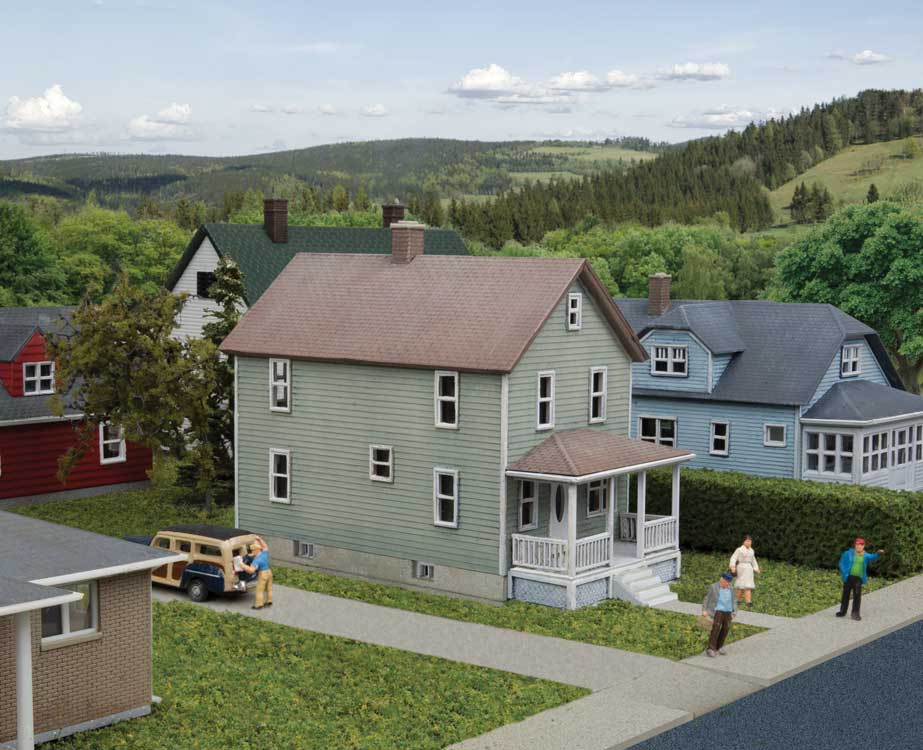 Walthers Cornerstone 3888 N Scale Two-Story Frame House - Kit - 3-3/8 x 1-1/2 x 2-3/8" 8.6 x 4 x 5.9cm