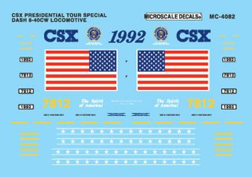 Microscale MC-4082 HO Scale CSX Dash 8-40CW Presidential Tour Special (1992-1998) Waterslide Decals