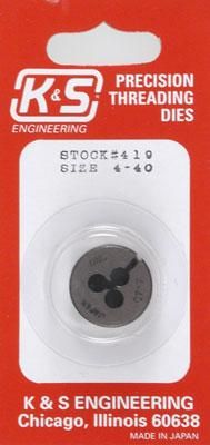 K&S 419 Adjustable Threading Die 4-40