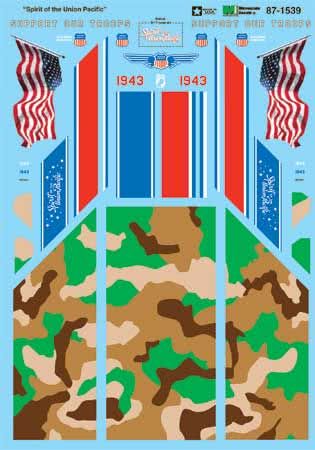 Microscale 87-1539 HO Scale Union Pacific "Spirit of the Union Pacific" Waterslide Decals