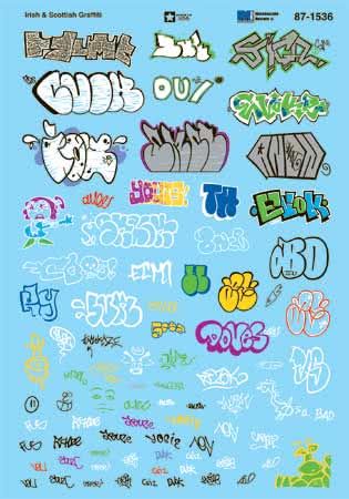 Microscale 87-1536 HO Scale Irish and Scottish Graffiti Waterslide Decals