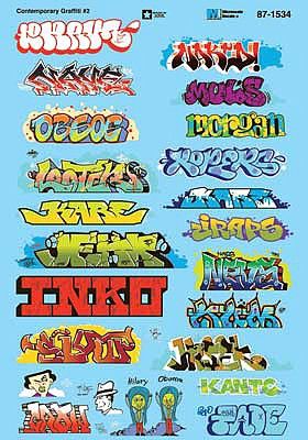Microscale 60-1534 N Scale Contemporary Graffiti #2 Waterslide Decals