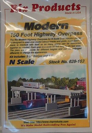 Rix Products 163 N Scale Modern 150' Highway Overpass Kit with 4 Piers