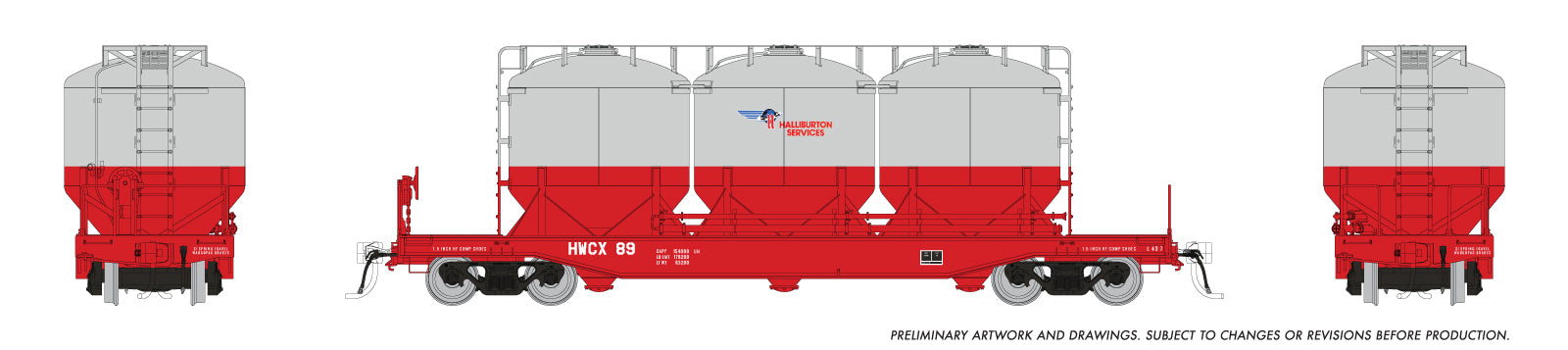 Rapido HO Halliburton Cement Car: 1980s Scheme: 6-Pack