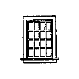 Grandt Line 5032 HO Scale 36" x 52" Double Hung Window, 16 Pane - pkg(8)