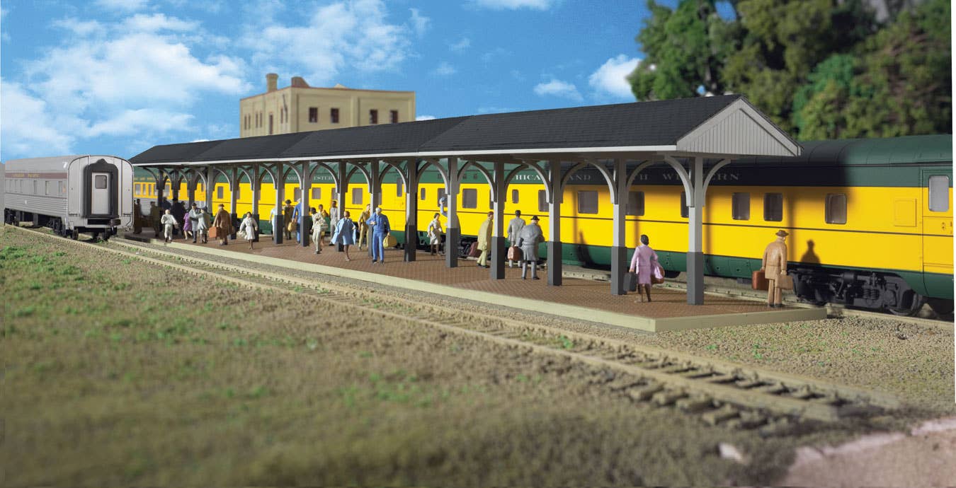 Walthers Cornerstone 3188 HO Scale Wood Station Shed & Platform - Kit - 4 Sections Each: 5-5/8 x 2-3/8 x 2-3/8" 14 x 5.9 x 5.9cm