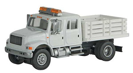 Walthers SceneMaster 11895 HO Scale International(R) 4900 Crew-Cab Open Stake-Bed Utility Truck - Assembled - White with Utility Company decals