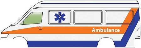 Walthers SceneMaster 12201 HO Scale Service Van - Assembled - Ambulance (white, orange, blue)