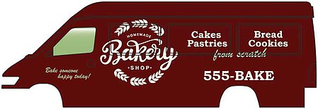 Walthers SceneMaster 12202 HO Scale Delivery Van - Assembled - Homemade Bakery Shop (maroon, white)