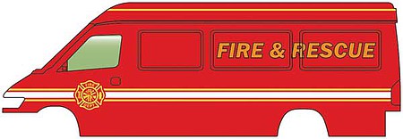 Walthers SceneMaster 12204 HO Scale Service Van - Assembled - Fire and Rescue (red, white, yellow)