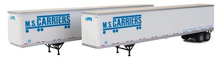 Walthers SceneMaster 2463 HO Scale 53' Stoughton Trailer 2-Pack - Assembled - MS Carriers (white, blue)