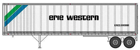 Walthers SceneMaster 2511 HO Scale 40' Trailmobile Trailer 2-Pack - Assembled - Erie Western (white, black, blue, green)