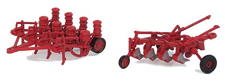 Walthers SceneMaster 4162 HO Scale Farm Plow and Planter - Assembled - Red
