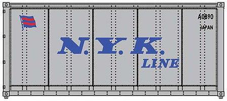 Walthers SceneMaster 8655 HO Scale 20' Smooth-Side Container - Ready to Run - NYK Lines (gray, blue)
