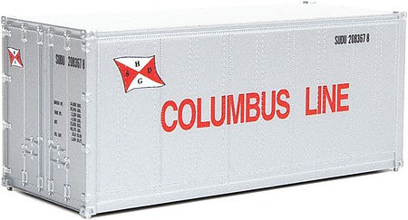 Walthers SceneMaster 8663 HO Scale 20' Smooth-Side Container - Ready to Run - Columbus Line (white, red)
