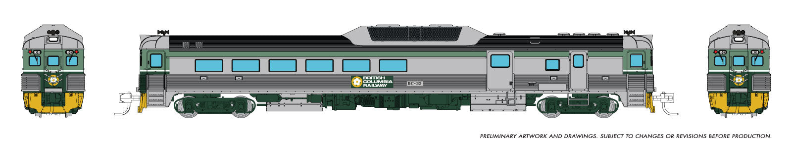 Rapido N Budd RDC-3 (Ph 2) (DC/DCC/Sound): BC Rail - Two-tone Green: BC-33